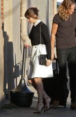 FELICITY JONES Arrives at Jimmy Kimmel Live in Hollywood 10/25/2016