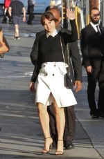 FELICITY JONES Arrives at Jimmy Kimmel Live in Hollywood 10/25/2016