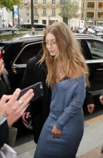 GIGI HADID Arrives at Her Hotel in Paris 10/02/2016