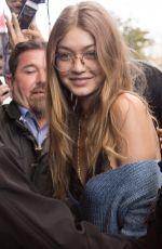 GIGI HADID Arrives at Her Hotel in Paris 10/02/2016