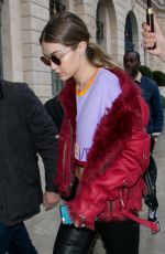 GIGI HADID Leaves Her Hotel in Paris 09/30/2016