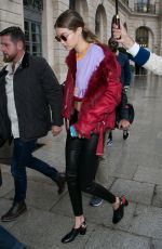 GIGI HADID Leaves Her Hotel in Paris 09/30/2016