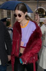 GIGI HADID Leaves Her Hotel in Paris 09/30/2016