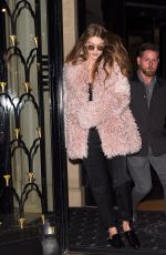GIGI HADID Leaves Her Hotel in Paris 10/04/2016