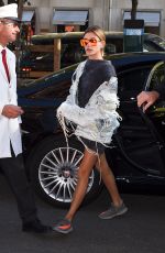 HAILEY BALDWIN Arrives at George IV Hotel in Paris 10/04/2016
