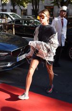 HAILEY BALDWIN Arrives at George IV Hotel in Paris 10/04/2016
