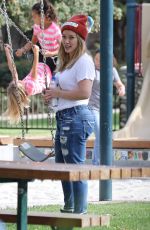 HILARY DUFF Out at a Park in Beverly Hills 10/16/2016