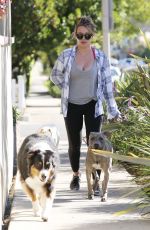 HILARY DUFF Walks Her Dogs Out in West Hollywood 10/20/2016