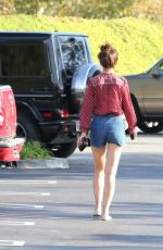 KATIE HOLMES in Denim Shorts Out in Calabasas 10/13/2016