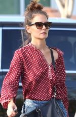 KATIE HOLMES in Denim Shorts Out in Calabasas 10/13/2016