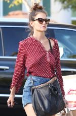 KATIE HOLMES in Denim Shorts Out in Calabasas 10/13/2016