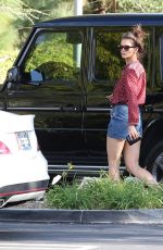 KATIE HOLMES in Denim Shorts Out in Calabasas 10/13/2016