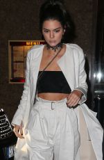 KENDALL JENNER Night Out in Paris 10/01/2016