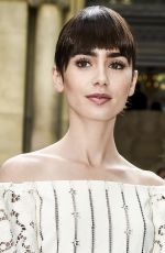 LILY COLLINS at Valentino Fashion Show at Paris Fashion Week 10/02/2016