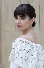 LILY COLLINS at Valentino Fashion Show at Paris Fashion Week 10/02/2016