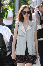 LILY COLLINS Out for Lunch in Beverly Hills 10/20/2016