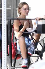 LILY-ROSE DEPP in Denim Shorts Out for Lunch in Los Angeles 09/30/2016