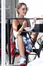 LILY-ROSE DEPP in Denim Shorts Out for Lunch in Los Angeles 09/30/2016