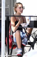 LILY-ROSE DEPP in Denim Shorts Out for Lunch in Los Angeles 09/30/2016