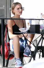 LILY-ROSE DEPP in Denim Shorts Out for Lunch in Los Angeles 09/30/2016