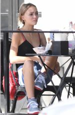 LILY-ROSE DEPP in Denim Shorts Out for Lunch in Los Angeles 09/30/2016