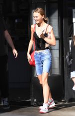 LILY-ROSE DEPP in Denim Shorts Out for Lunch in Los Angeles 09/30/2016