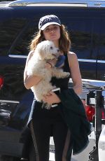 LUCY HALE Out with Her Dog in Los Angeles 10/20/2016