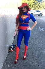 PHOEBE PRICE in Superman Costume Out in Los Angeles 10/15/2016