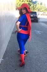 PHOEBE PRICE in Superman Costume Out in Los Angeles 10/15/2016