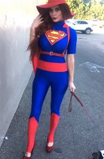 PHOEBE PRICE in Superman Costume Out in Los Angeles 10/15/2016
