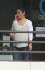 Pregnant MILA KUNIS Out for Coffee in Culver City 10/28/2016