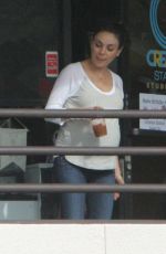 Pregnant MILA KUNIS Out for Coffee in Culver City 10/28/2016