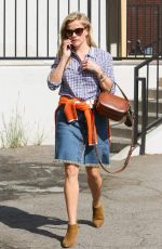 REESE WITHERSPOON in Denim Slirt Out in Los Angeles 10/24/2016