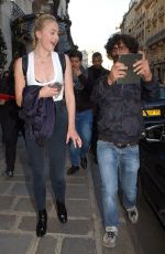 SOPHIE TURNER Leaves Her Hotel in Paris 10/05/2016