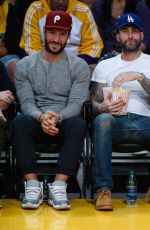BEHATI PRINSLOO and Adam Levine at Lakers vs. Warriors Game in Los Angeles 11/25/2016