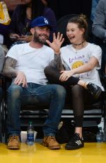BEHATI PRINSLOO and Adam Levine at Lakers vs. Warriors Game in Los Angeles 11/25/2016