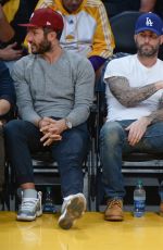 BEHATI PRINSLOO and Adam Levine at Lakers vs. Warriors Game in Los Angeles 11/25/2016