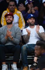 BEHATI PRINSLOO and Adam Levine at Lakers vs. Warriors Game in Los Angeles 11/25/2016
