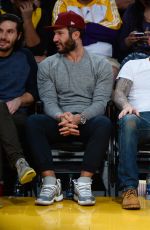 BEHATI PRINSLOO and Adam Levine at Lakers vs. Warriors Game in Los Angeles 11/25/2016