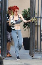 BELLA THORNE in Sports Bra Leaves a Gym in Hollywood 11/15/2016