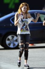 BELLA THORNE Out Picking Up Lunch in Los Angeles 11/02/2016
