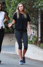 ELIZABETH OLSEN in Leggings Out Hiking in Studio City 11/10/2016