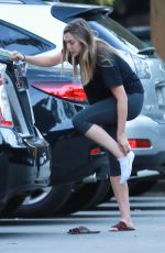 ELIZABETH OLSEN in Leggings Out Hiking in Studio City 11/10/2016