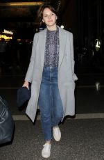 FELICITY JONES at LAX Airport in Los Angeles 11/14/2016