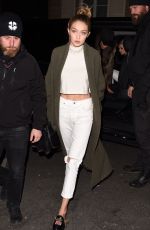 GIGI HADID Leaves Her Hotel in Paris 11/28/2016