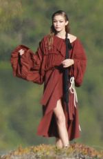GIGI HADID on the Set of a Photoshoot in Malibu 11/17/2016