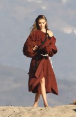 GIGI HADID on the Set of a Photoshoot in Malibu 11/17/2016