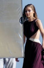 GIGI HADID on the Set of a Photoshoot in Malibu 11/17/2016