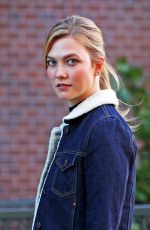 KARLIE KLOSS in Leather Skirt Out in New York 10/31/2016