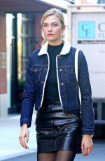 KARLIE KLOSS in Leather Skirt Out in New York 10/31/2016